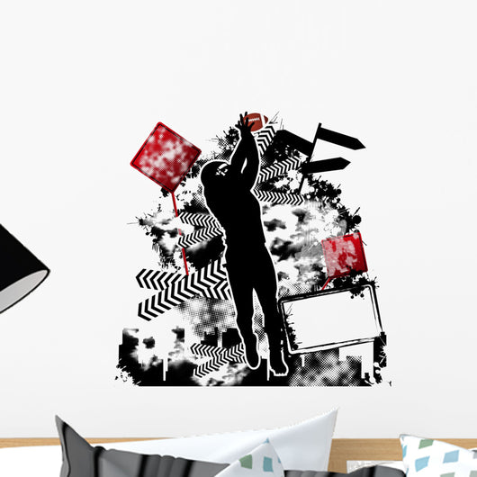 Football Grunge Template Vector Wall Decal