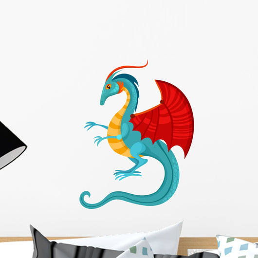 Blue Cartoon Dragon Wall Decal