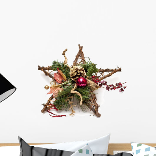 Star Shape Christmas Wreath Wall Decal