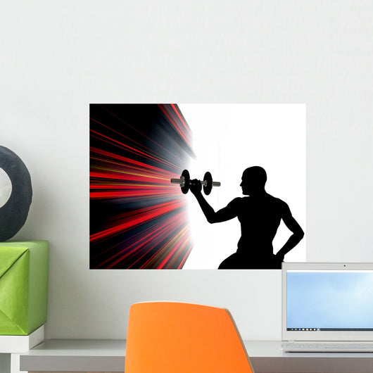 Body Building Male Lifting Weight Silhouette Wall Decal