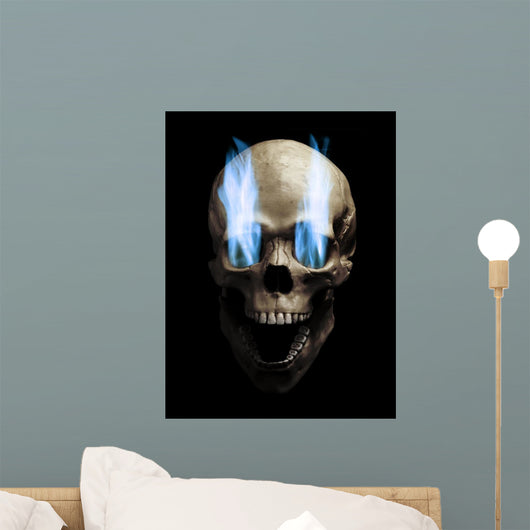 Skull with flaming eyes Wall Mural