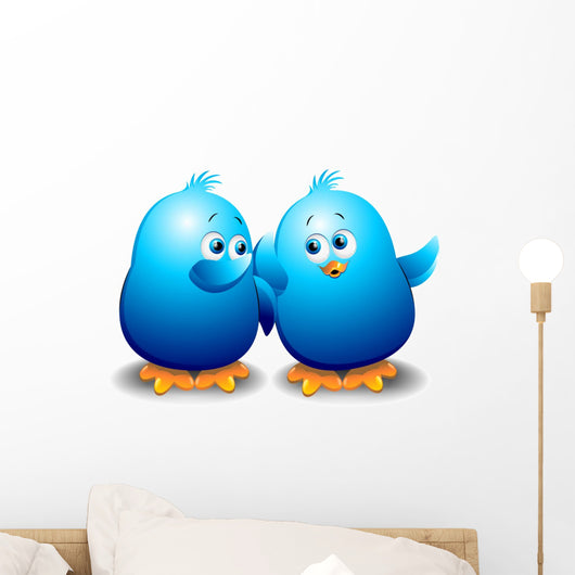 Blue Birds Talking Wall Decal