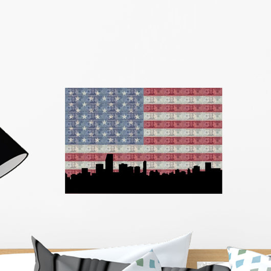 Miami Skyline with American Wall Decal