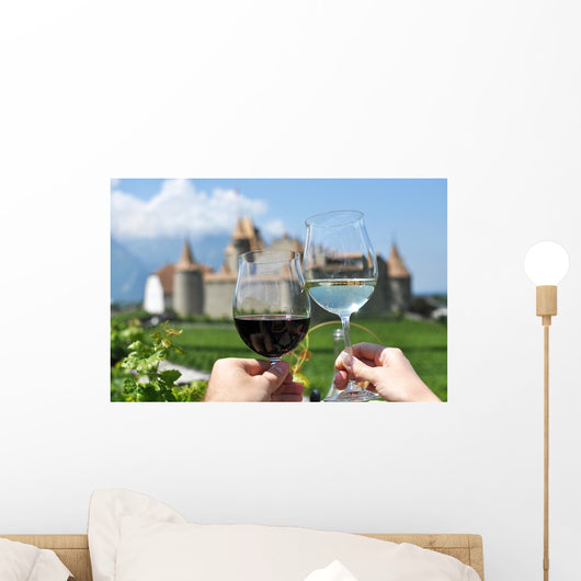 Two Hands Holding Wineglasses Wall Decal
