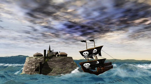 Pirate Ship Stormy Sea Wall Decal