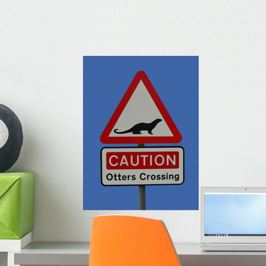 Otters Crossing Sign Wall Decal