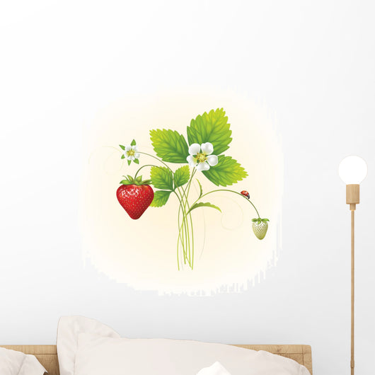 Strawberries Vector Illustration Realistic Wall Decal