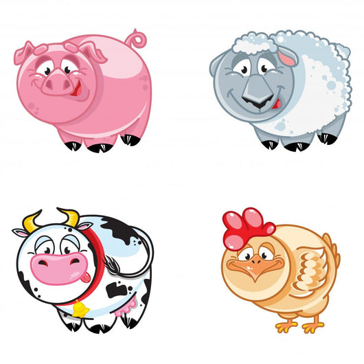 Collection Cartoon Farm Animals Wall Decal