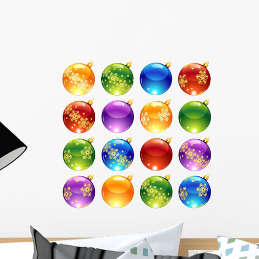 Collection Bright Christmas Decorations Wall Decal