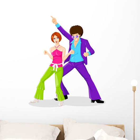 Illustration Couple Dancing Floor Wall Decal