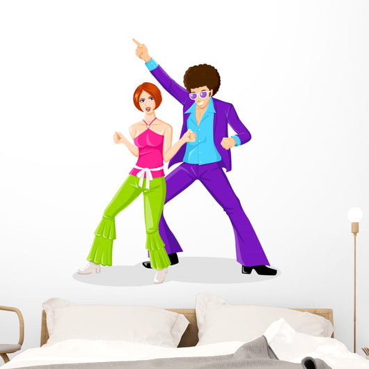 Illustration Couple Dancing Floor Wall Decal