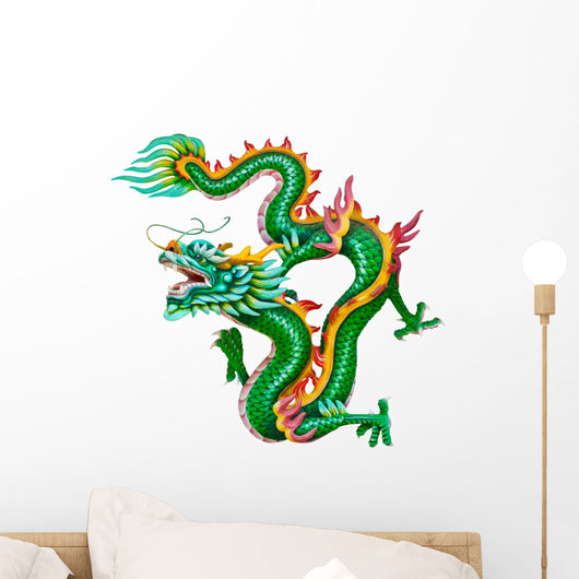Green Dragon White with Wall Decal