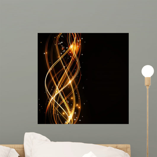 Abstract Wavy Pattern with Wall Decal