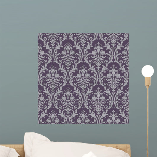 Damask Seamless Pattern Purple Wall Decal