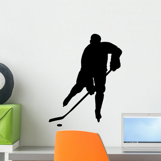 Hockey Player Silhouette Check Wall Decal