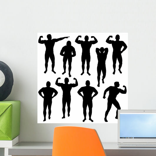 Body Building Male Forms Silhouettes Wall Decal
