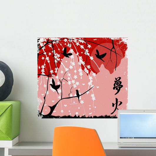 Japanese Sunset Cherry Tree Wall Decal
