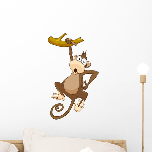 Cartoon Monkey from a Branch Wall Decal