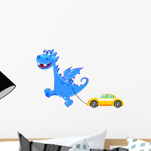 Blue Dragon with Machine Wall Decal