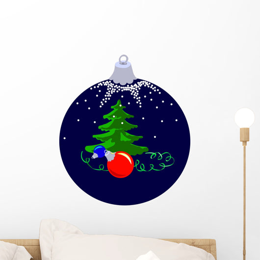 Dark Blue Xmas Ball Wall Decal