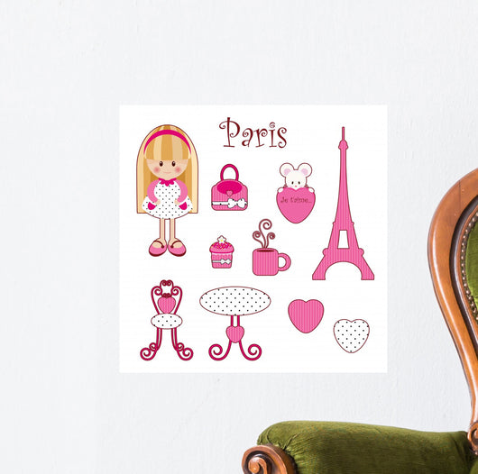 Cute Pink Girlish Set Wall Decal