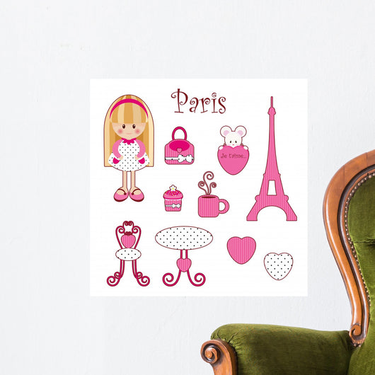 Cute Pink Girlish Set Wall Decal