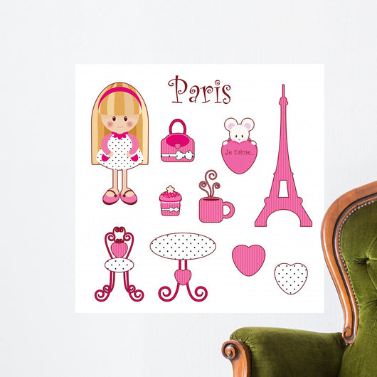 Cute Pink Girlish Set Wall Decal