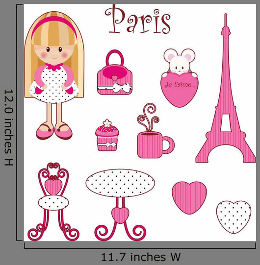 Cute Pink Girlish Set Wall Decal