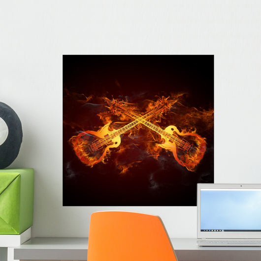 Guitar Fire Wall Decal