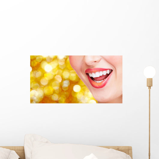 Smile and Healthy Teeth Yellow Background Wall Decal