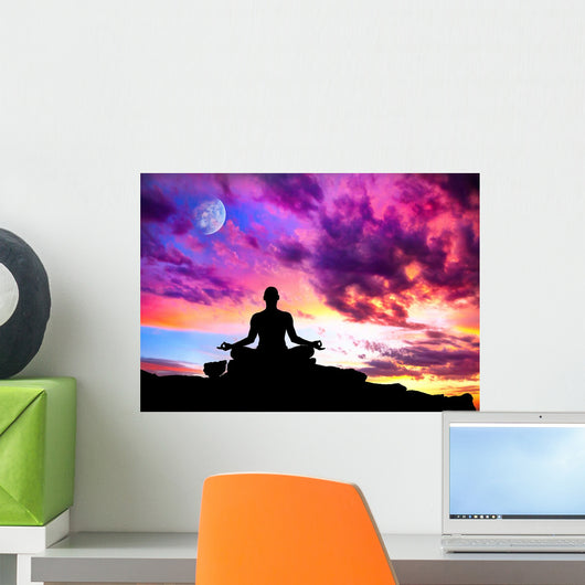 Yoga Meditation Silhouette Pose Wall Decal