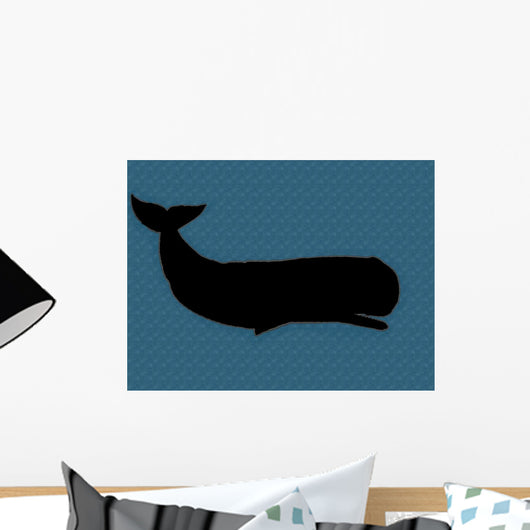 Simple Whale Silhouette on Blue Background Wall Decal