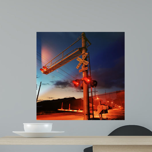 Railroad Crossing Night Wall Decal