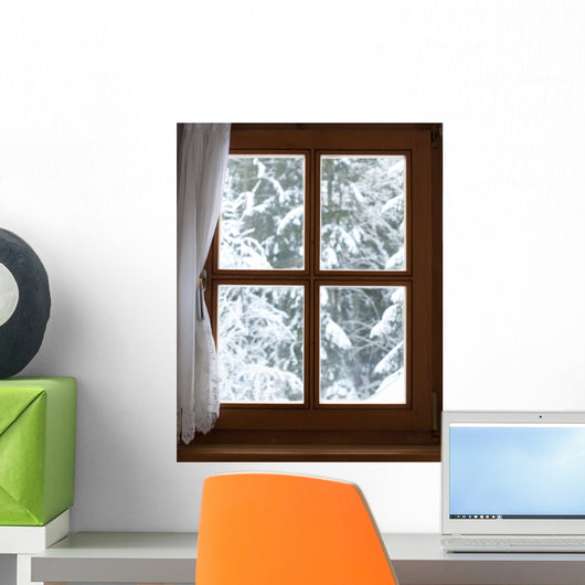 Window With Snow-Covered Trees Wall Decal