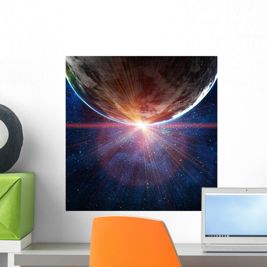 Orange Horizon Over Planet Wall Decal