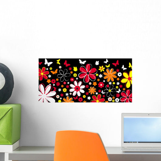 Flowers And Butterflies Wall Decal
