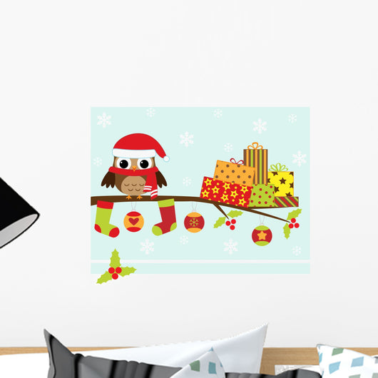 Christmas Card With Cartoon Wall Decal