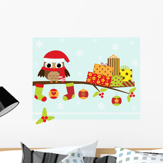 Christmas Card With Cartoon Wall Decal