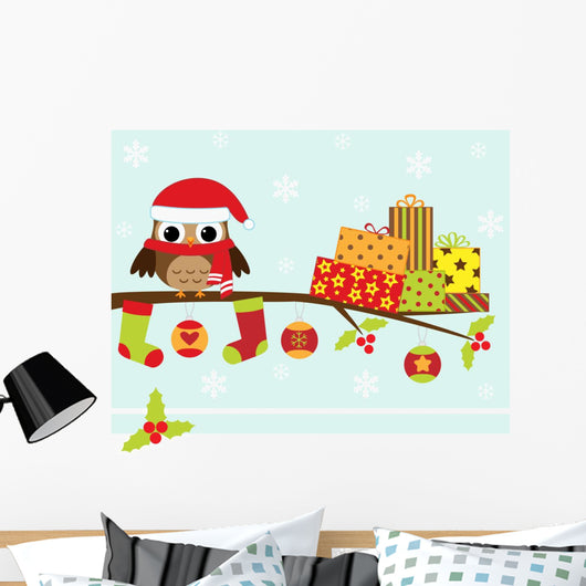 Christmas Card With Cartoon Wall Decal