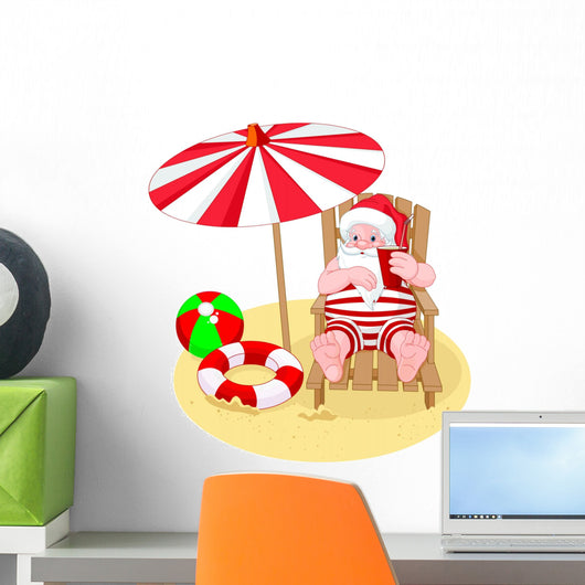 Santa Claus Relaxing Beach Wall Decal