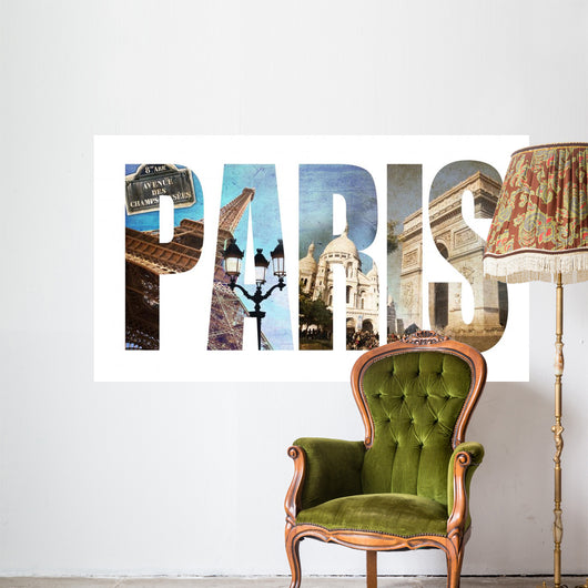 Paris Letters Collage Vintage Wall Decal