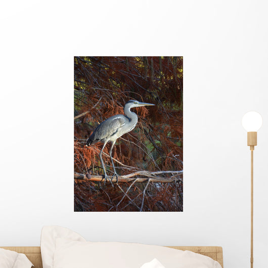 Portrait Blue Heron Foliage Wall Decal