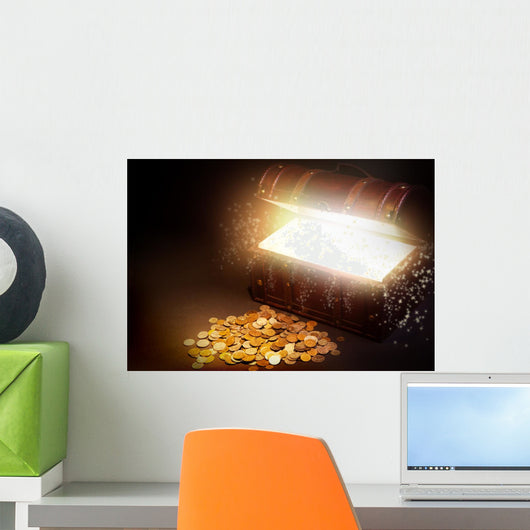 Old Wooden Treasure Chest Wall Decal