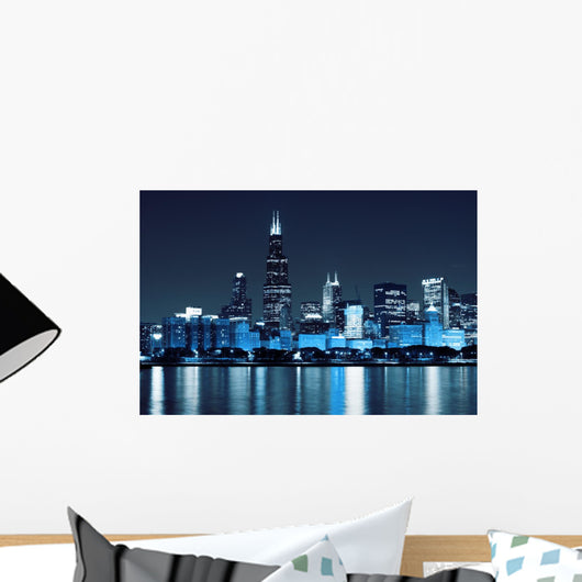 Financial District Night Chicago Wall Decal