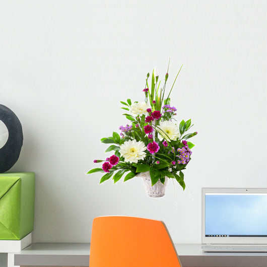 Bright Flower Bouquet Basket Wall Decal