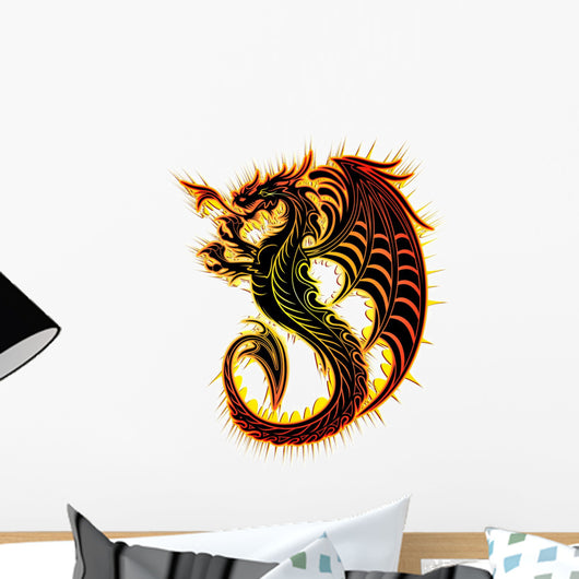 Red Orange Fire Dragon Wall Decal