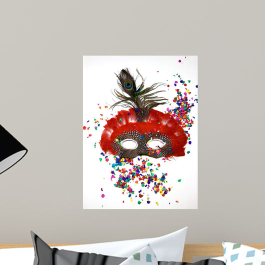 Carnival Mask With Feathers Wall Decal