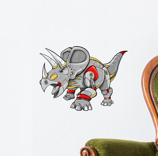 Robot Cyobrg Triceratops Dinosaur Vector Illustration Wall Decal