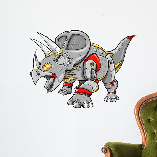 Robot Cyobrg Triceratops Dinosaur Vector Illustration Wall Decal