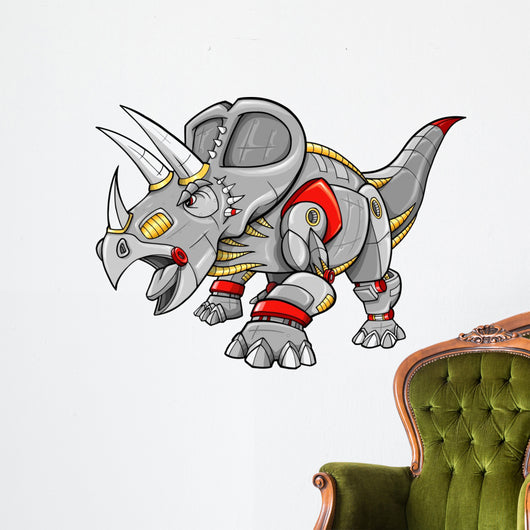 Robot Cyobrg Triceratops Dinosaur Vector Illustration Wall Decal